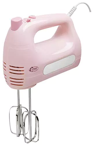 Bestron AHM300P Handmixer im Retro Design mit Rührbesen und Knethaken