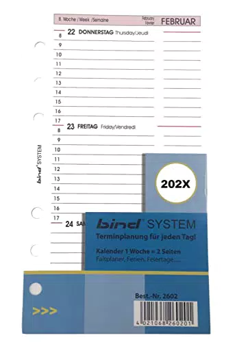BIND B260223 Kalendereinlage für Managerkalender A6