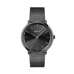 BOSS Analog Quarzuhr für Herren mit Schwarzes Edelstahl-Mesh-Gliederarmband - 1513826