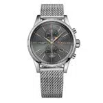 BOSS Chronograph Quarz Uhr für Herren mit Silbernes Edelstahl-Mesh-Gliederarmband - 1513440