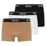 BOSS Herren Trunk 3P Power Dreier-Pack Boxershorts aus Stretch-Baumwolle mit Logo-Bund Gemustert L