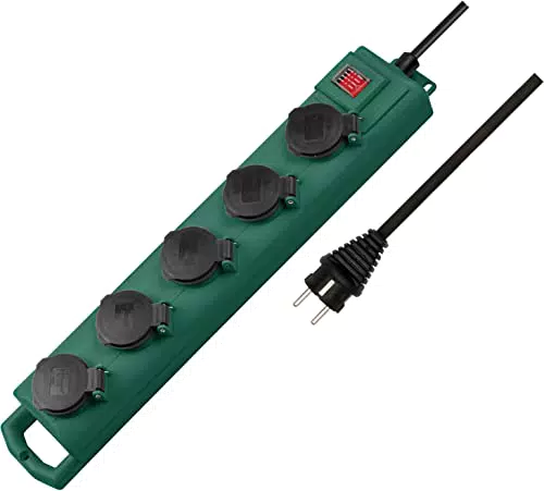 Brennenstuhl Super-Solid SL 554 Garten-Steckdosenverteiler/Outdoor Steckdosenleiste für den Einsatz im Garten grün