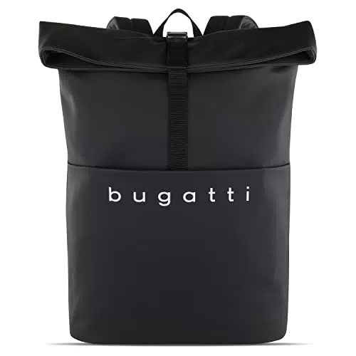 Bugatti Rina Rolltop Rucksack für Damen und Herren - Recycelter Tagesrucksack mit 15" Laptopfach - Rollrucksack wasserabweisend - Kurierrucksack Arbeitsrucksack Alltagsrucksack recyceltem PU