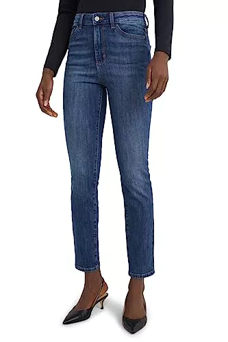 C&A Damen 5-Pocket Jeans Casual Slim High Rise/High Waist Stretch|Baumwolle|Denim Jeans-blau 36 S-L-R