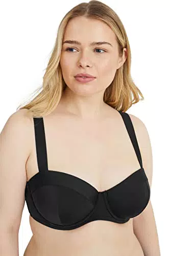 C&A Damen Gepolstertes Bügeltop Große Größen Unifarben Stretch|Synthetisch schwarz 100 D