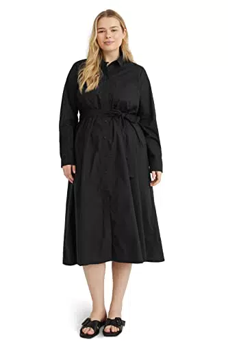 C&A Damen Kleid Große Größen Midi Regular Fit Kleider schwarz 50