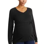 C&A Damen Pullover Umstandsmode V-Ausschnitt Viskose|Stretch Unifarben schwarz S