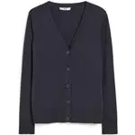 C&A Damen Strickjacke Baumwolle Unifarben Regular Fit dunkelblau XS