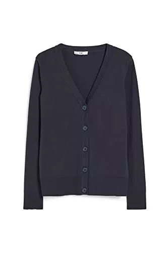 C&A Damen Strickjacke Baumwolle Unifarben Regular Fit dunkelblau XS