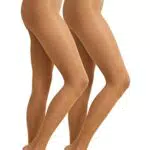 C&A Damen Strumpfhose Stretch|Synthetisch|Lycra 15 DEN 2er Pack|Multipack bronze M