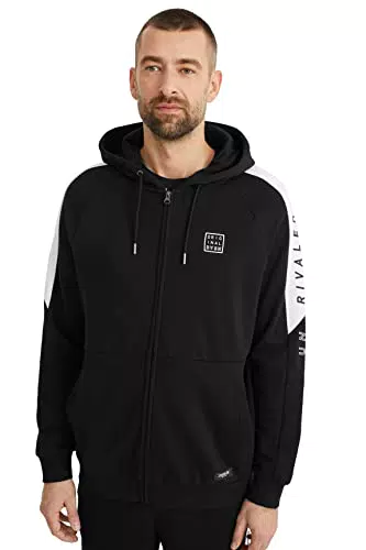C&A Herren Hoody Sweatjacke Rundhalsausschnitt Unifarben schwarz XL