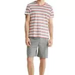 C&A Herren Shorty Set Regular Fit Streifen|Melange/Meliert Viskose|Baumwolle hellgrau-Melange M