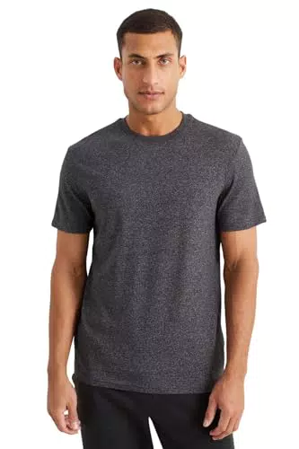 C&A Herren T-Shirt Kurzärmelig Rundhalsausschnitt Baumwolle Melange/Meliert grau-Melange XL