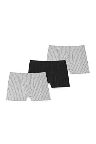 C&A Herren Trunk Unterwäsche 3er Pack|Multipack Stretch|Baumwolle Streifen hellgrau-Melange S