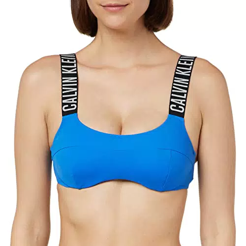Calvin Klein Damen Bikinitop Bralette Ungepolstert, Blau
