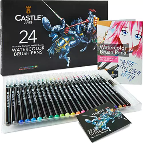 Castle Art Supplies Aquarell-Pinselstiftset, 24 lebendige Farben
