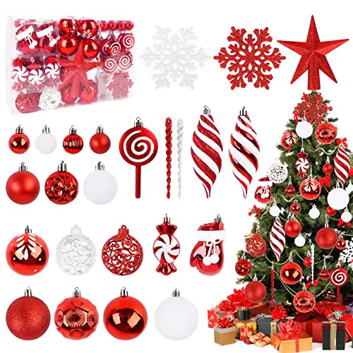 Christbaumkugeln 128-Stück Set, Weihnachtskugeln Weihnachtsschmuck Set