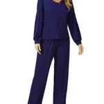 Clearlove Damen Pyjama Set Spitze Langarm Set Schlafanzug Lang Lounge Sets