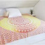 Collido Mandala Wandtuch aus Indien I 100% Baumwolle I ca. 210x220 cm I Indisches Bohemian Tuch I DEKO Wohnzimmer I Indischer Wandteppich als Überwurf oder Tagesdecke für Couch/Bett in Queen Size