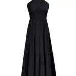 Damen Cocktailkleid Ärmellos Boho Kleid Neckholder Elegant A Linie Brautjungfernkleid Schwarz L