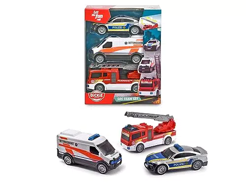 Dickie Toys SOS Team, 3er Spielset bestehend aus Rettungswagen