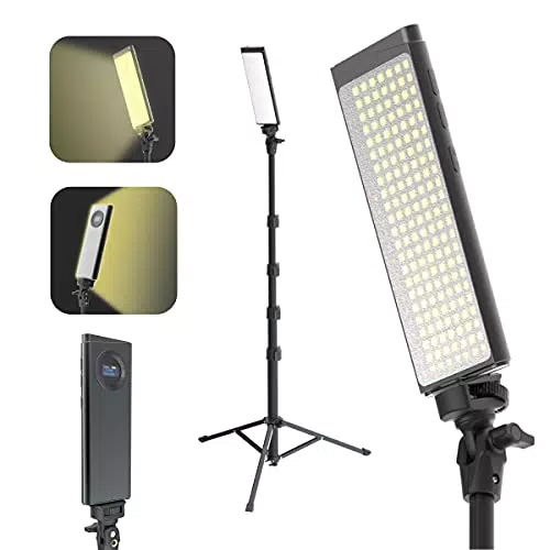 DigiPower Pro 1 professionelles Belichtungsset, dimmbares 5600K 180-LED-Videolicht mit verstellbaren 63“ Stativ