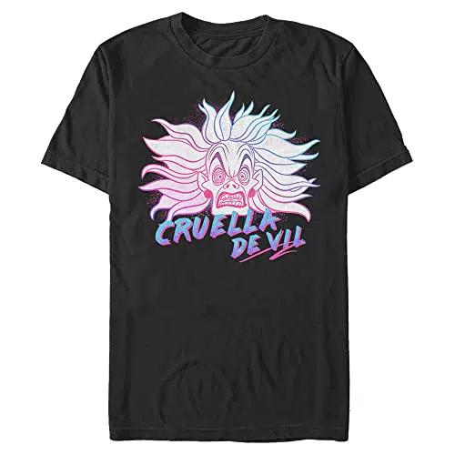 Disney Herren Bösewichte Crazy Cruella T-shirt, Schwarz