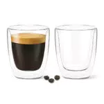 DLux Doppelwandige Kaffeegläser Set Doppelwandig Lungo Gläser - Cappuccino Tassen Set - Thermoglas für Kaltes und Heißes Getränk - Kaffeetassen Teegläser - Nespresso Tasse