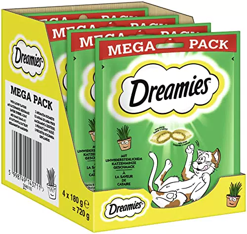 Dreamies Catnip Katzensnacks mit Minze Traumhaft knusprige Taschen mit zarter Füllung im Mega Pack
