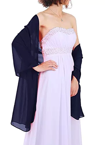 Dressystar Damen Chiffon Stola Schal Hochzeit Abendkleider Marineblau 160cm*50cm