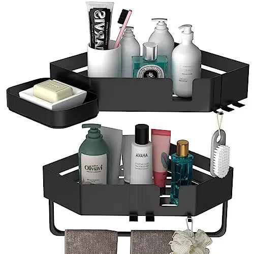 Duschablage Ohne Bohren, Shampoo Halterung für Dusche， Duschablage Schwarz