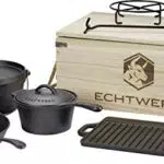Echtwerk 7-teiliges Dutch Oven Set aus Gusseisen in Holzkiste