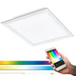 EGLO connect LED Panel Salobrena-C, 1 flammige Deckenlampe aus Alu und Kunststoff in Weiß