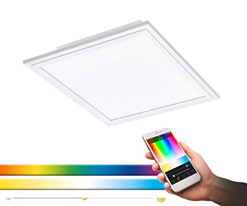 EGLO connect LED Panel Salobrena-C, 1 flammige Deckenlampe aus Alu und Kunststoff in Weiß