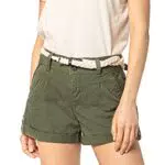 Eight2Nine Damen Chino Shorts Hose mit Flecht-Gürtel Middle-Green XS