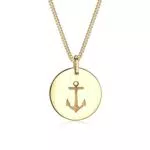Elli Halskette Damen Anker Münze Anhänger Maritim aus 925 Sterling Silber