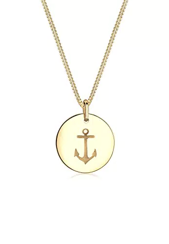 Elli Halskette Damen Anker Münze Anhänger Maritim aus 925 Sterling Silber
