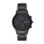 Emporio Armani Herrenuhr, QuarzChronographenwerk, 43mm Schwarzes Edelstahlgehäuse mit Edelstahlarmband