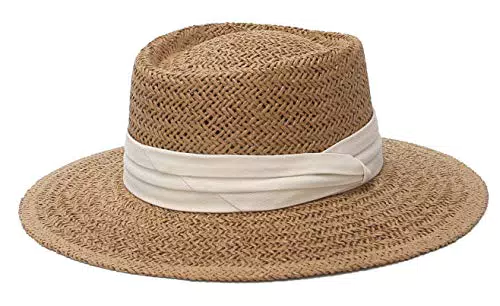 EOZY Strohhut Herren Damen Panama Hut Trilby Hut Sommer Sonnenhut Fedora Hut M Kamel
