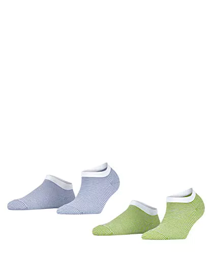 ESPRIT Damen Sneakersocken Fine Stripe 2-Pack W SN Baumwolle kurz gemustert 2 Paar