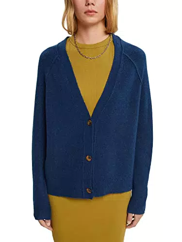 ESPRIT Damen Strickjacke 992EE1I351, Petrol Blue, XL