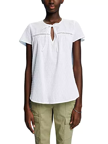 ESPRIT Dobby-Bluse mit Bindedetail