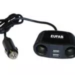 Eufab 16549 Doppelsteckdose 12 V mit Kabel und USB-Anschluss