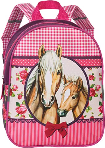 Fabrizio Mädchen Rucksack, Pferde Pink, 29 cm