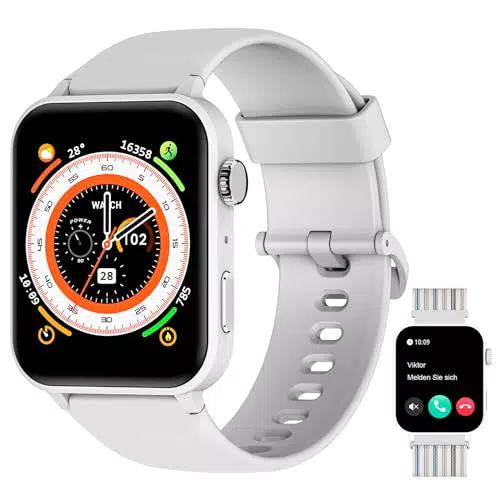 FeipuQu Smartwatch Herren Damen, Fitnessuhr mit Bluetooth Anruf