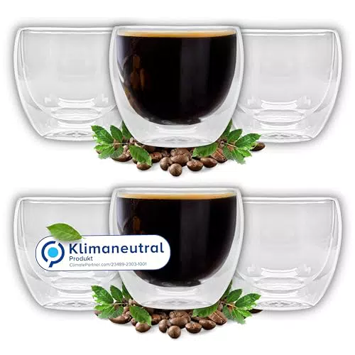 Felino Espresso Gläser doppelwandige Kaffeegläser Thermogläser Set Glas doppelwandig für Kaffee