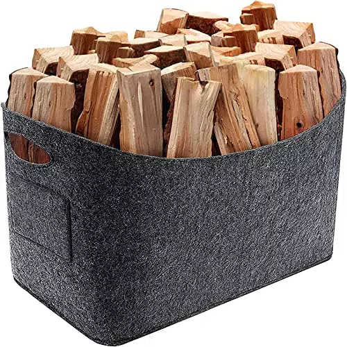 Filztasche Holzkorb für Kaminholz, Kaminholzkorb Korb Filzkorb Feuerholzkorb Kaminholztasche Groß Kaminkorb Holzkörbe Kaminzubehör Brennholzkorb Filz Filzkörbe Holztasche Aufbewahrung