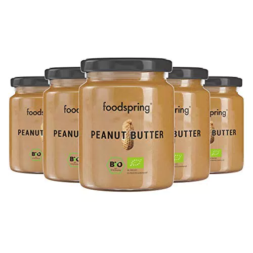 foodspring Bio Erdnussbutter, 6 x 250g, Der leckere