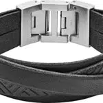 Fossil Armband Für Männer, Länge: 205mm, Breite: 20.2mm Schwarzes Lederarmband