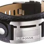 Fossil große schwarze ID-Manschette Armband aus Leder